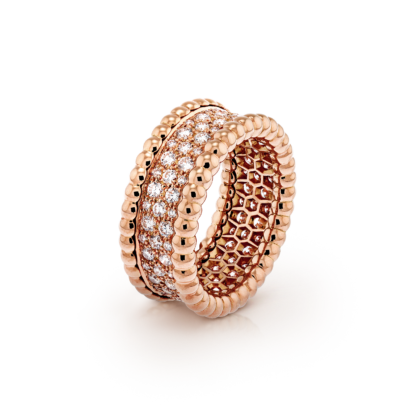 Кольцо Perlée diamants, 3 ряда Розовое золото 18 карат, Бриллиант