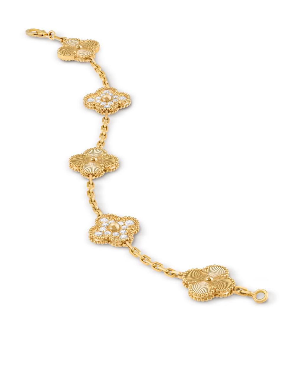 Браслет Van Cleef & Arpels Armband Vintage Alhambra, 5 Motive, 24 природных бриллианта 4 Браслет Van Cleef & Arpels Armband Vintage Alhambra, 5 Motive, 24 природных бриллианта — изображение 4