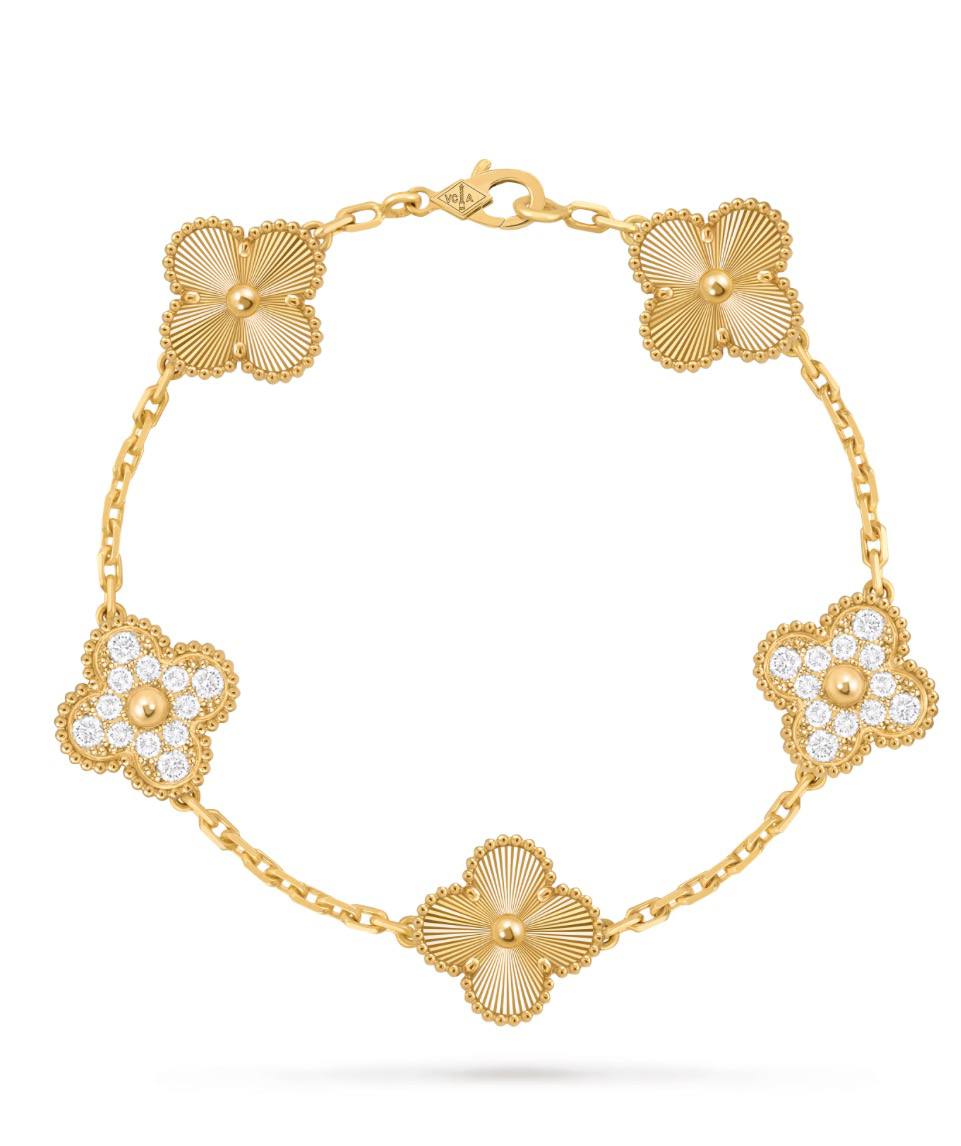 Браслет Van Cleef & Arpels Armband Vintage Alhambra, 5 Motive, 24 природных бриллианта 1 braslet-van-cleef-arpels-armband-vintage-alhambra-5-motive