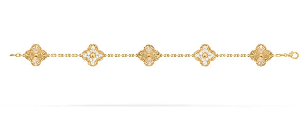 Браслет Van Cleef & Arpels Armband Vintage Alhambra, 5 Motive, 24 природных бриллианта 3 braslet-van-cleef-arpels-armband-vintage-alhambra-5-motive-24-prirodnyh-brillianta