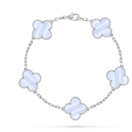 Браслет Van Cleef & Arpels Armband Vintage Alhambra, 5 Motive Белое золото, халцедон