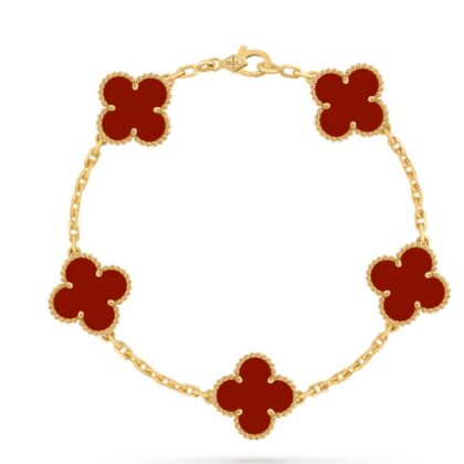 Браслет Van Cleef & Arpels Armband Vintage Alhambra, 5 Motive, Желтое золото, Сердолик