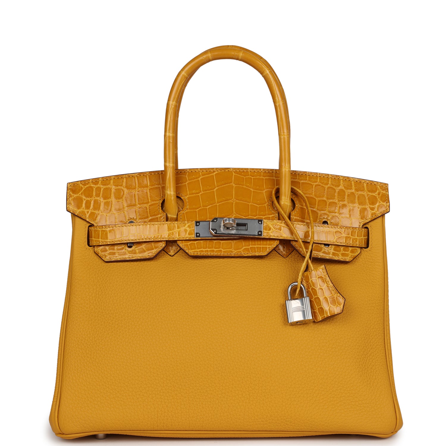 Сумка Hermes Birkin 30 Jaune Ambre Shiny Niloticus Crocodile and Togo Touch Palladium Hardware 1 Сумка Hermes Birkin 30 Jaune Ambre Shiny Niloticus Crocodile and Togo Touch Palladium Hardware