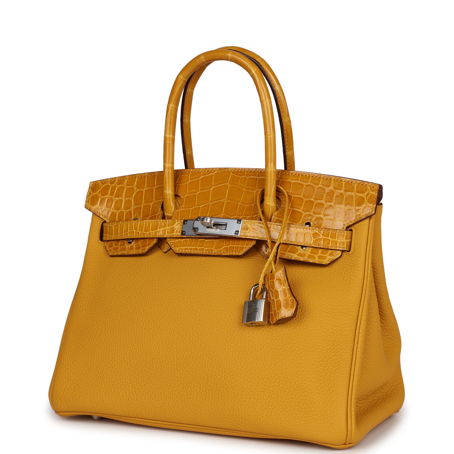 Сумка Hermes Birkin 30 Jaune Ambre Shiny Niloticus Crocodile and Togo Touch Palladium Hardware 5 Сумка Hermes Birkin 30 Jaune Ambre Shiny Niloticus Crocodile and Togo Touch Palladium Hardware