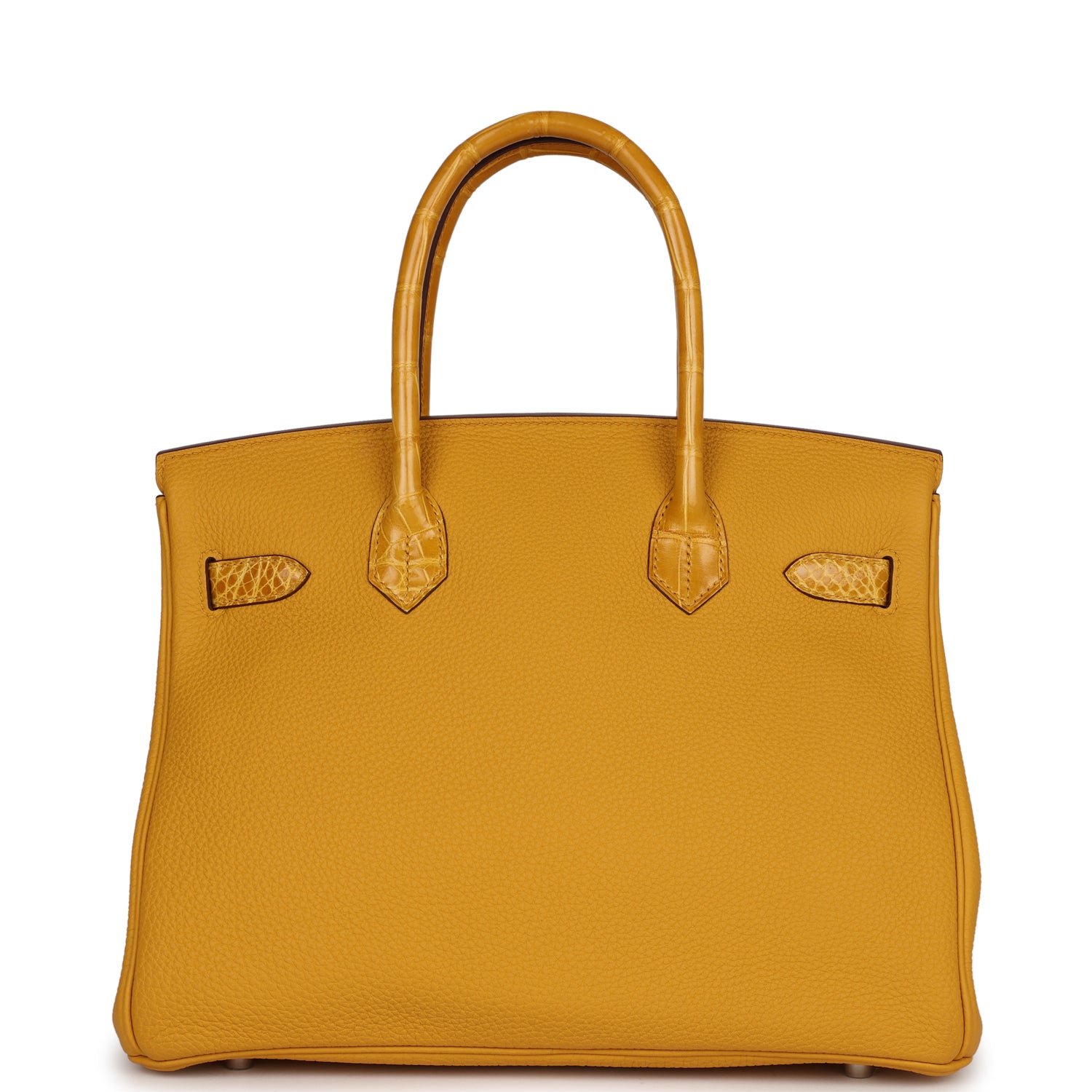 Сумка Hermes Birkin 30 Jaune Ambre Shiny Niloticus Crocodile and Togo Touch Palladium Hardware 4 Сумка Hermes Birkin 30 Jaune Ambre Shiny Niloticus Crocodile and Togo Touch Palladium Hardware