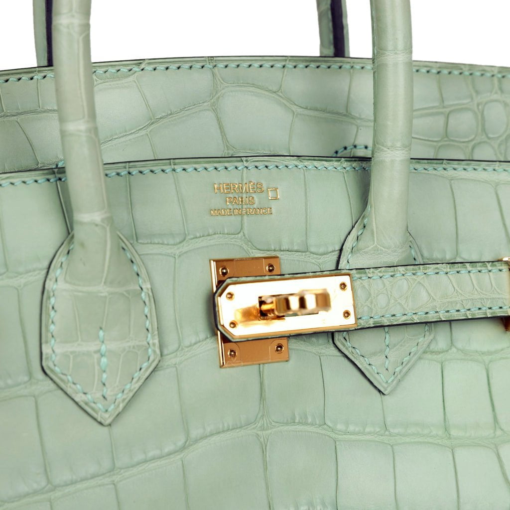 Сумка Hermes Birkin 25 Vert D'Eau Matte Alligator Gold Hardware 7 Сумка Hermes Birkin 25 Vert D'Eau Matte Alligator Gold Hardware