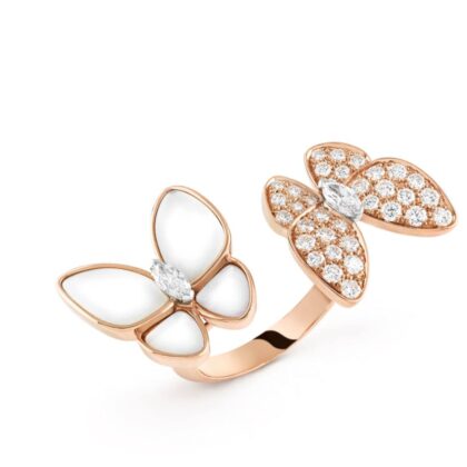 Кольцо Van Cleef & Arpels Between the Finger-Ring Deux Papillons Розовое золото, белый перламутр