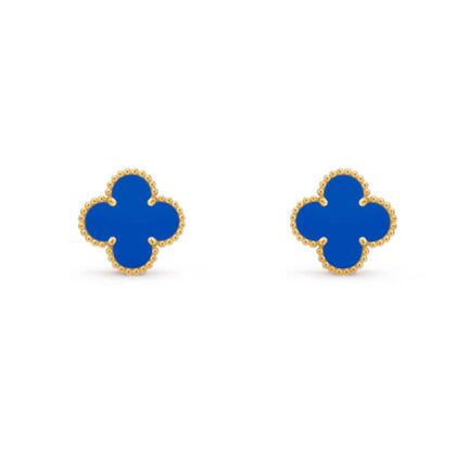 Серьги Van Cleef & Arpels Ohrringe Vintage Alhambra Желтое золото, голубой агат