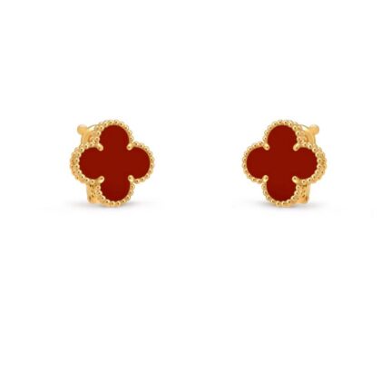 Серьги Van Cleef & Arpels Ohrringe Vintage Alhambra Желтое золото, сердолик